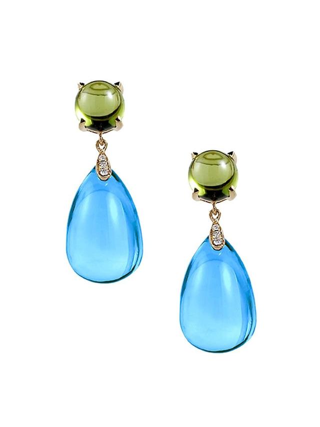 Womens Naughty 18K Gold, Blue Topaz & Peridot Drop Earrings Product Image