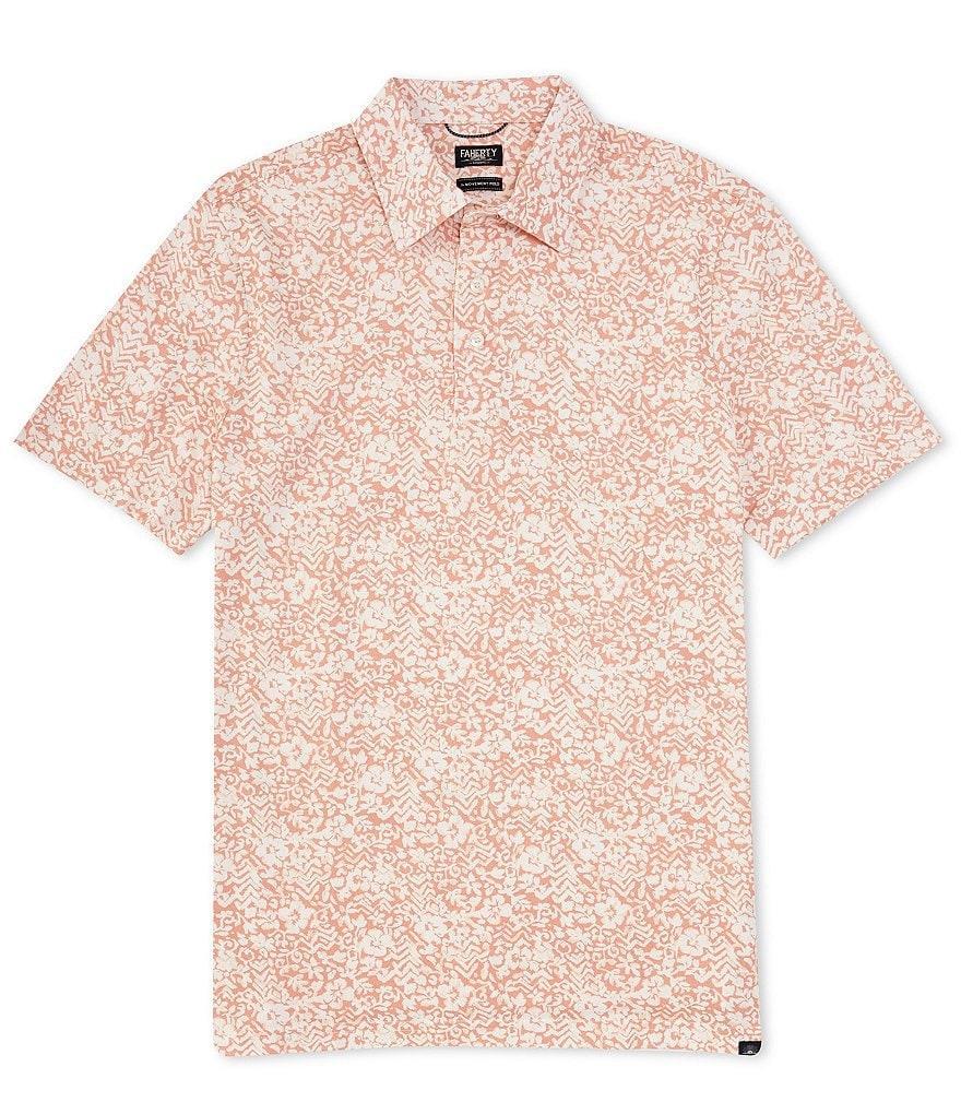 Faherty Movement Floral Print Short Sleeve Polo Shirt Product Image