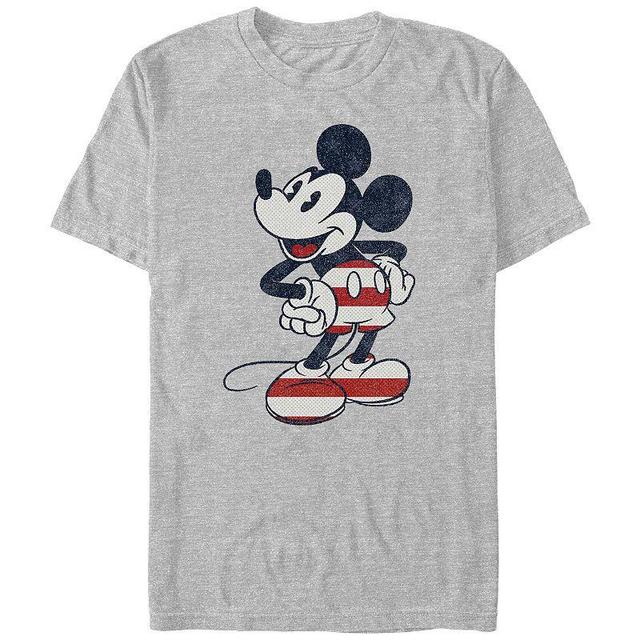 Disneys Mickey Mouse Red And White Print Outfit Big & Tall Graphic Tee, Mens Athletic Grey Product Image