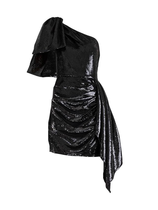 Womens Catalaya Sequined One-Shoulder Minidress Product Image