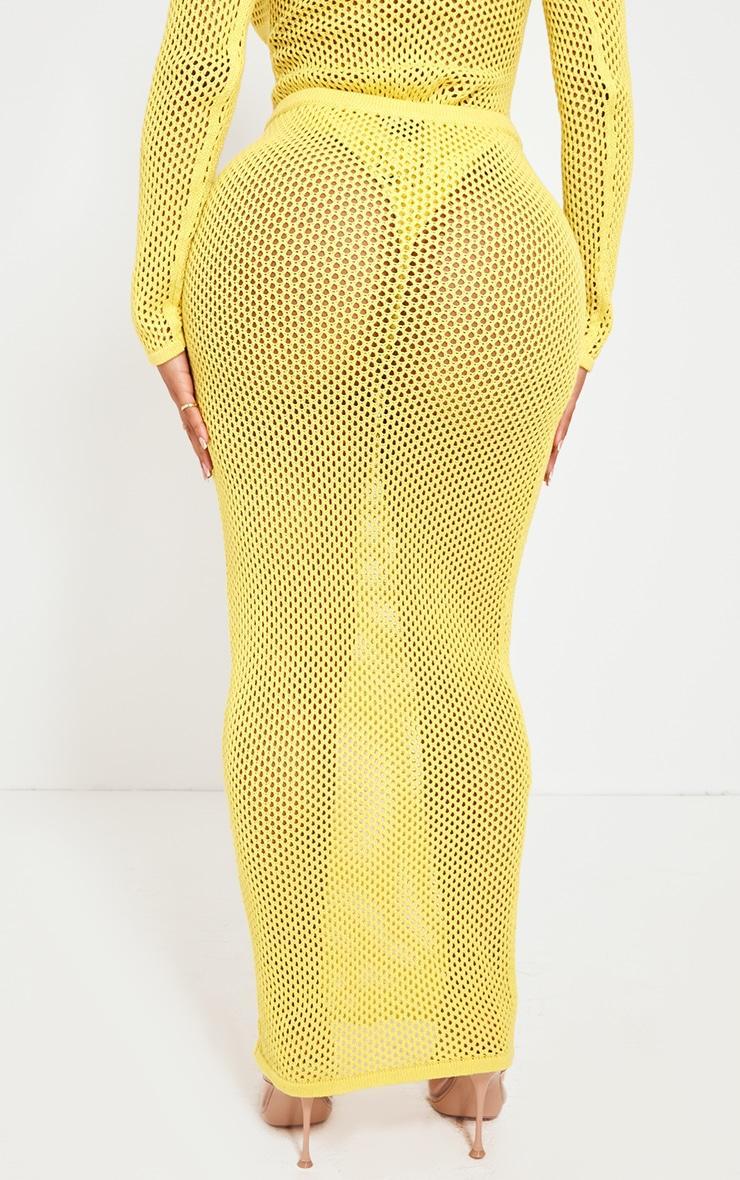 Shape Yellow Knitted Low Rise Maxi Skirt Product Image