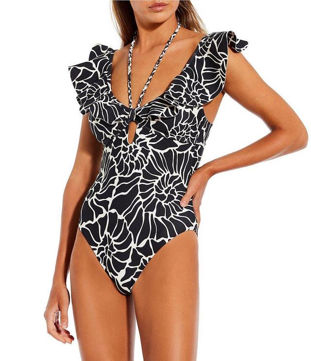 Antonio Melani x M.G. Style Amelia Nautilus Print Ruffle One Piece Swimsuit Product Image