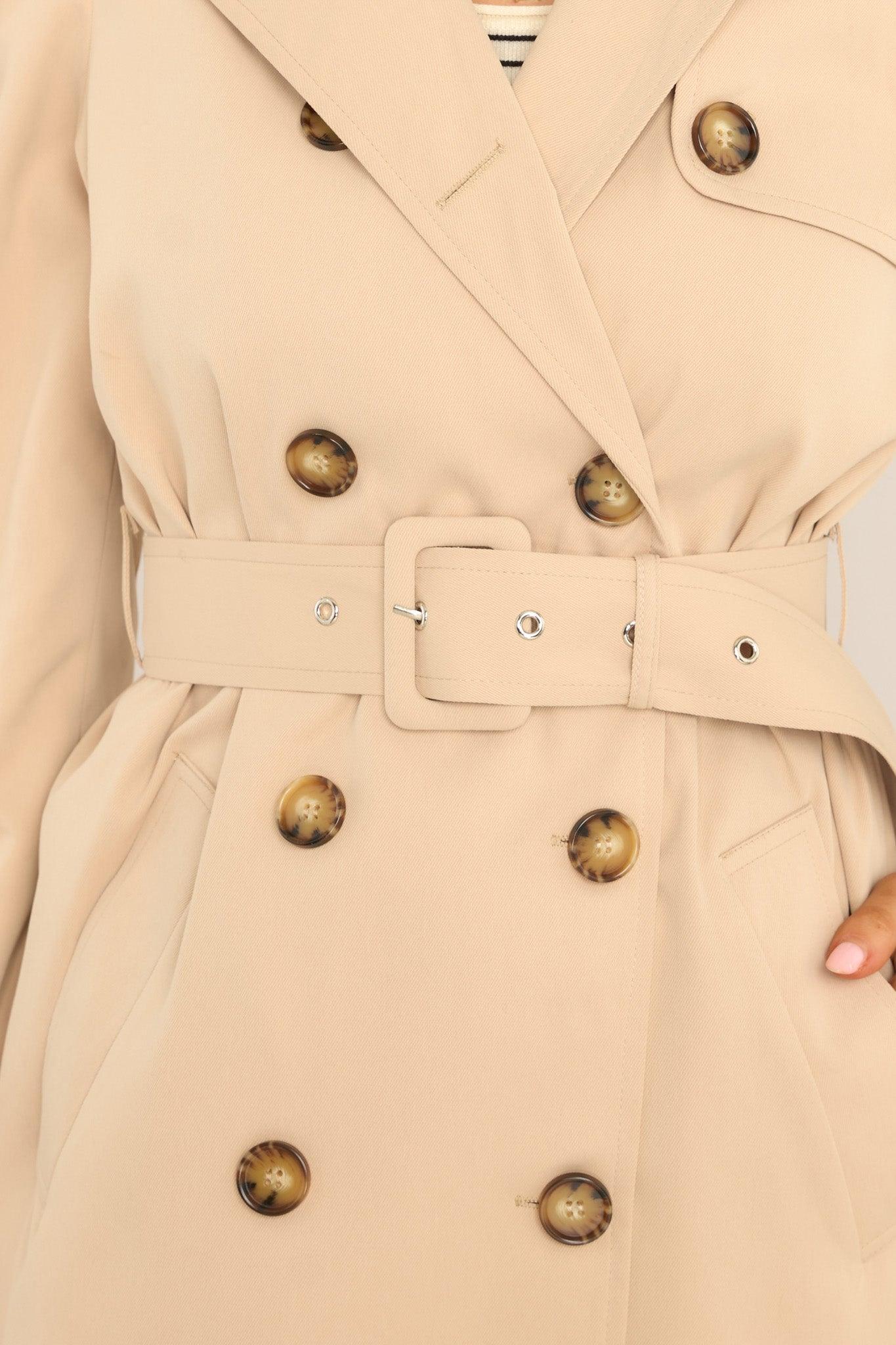 Absolutely Obsessed Tan Belted Trench Coat Product Image