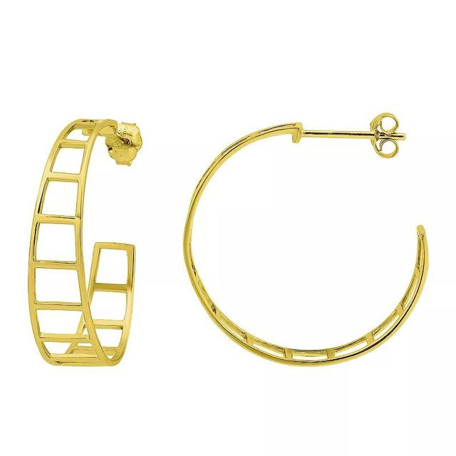 Aleure Precioso Sterling Silver Graduated Ladder Hoop Earrings, Womens, Gold Tone Product Image