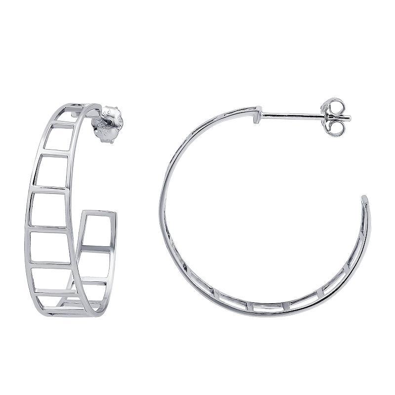 Aleure Precioso Sterling Silver Graduated Ladder Hoop Earrings, Womens Product Image