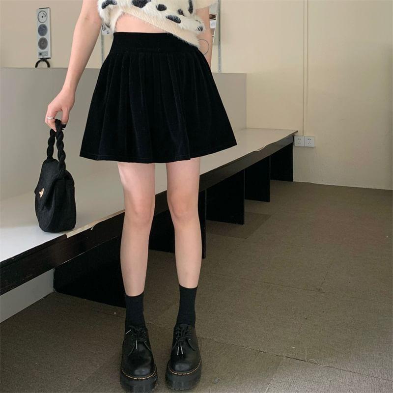 High Waist Mini A-Line Skirt Product Image