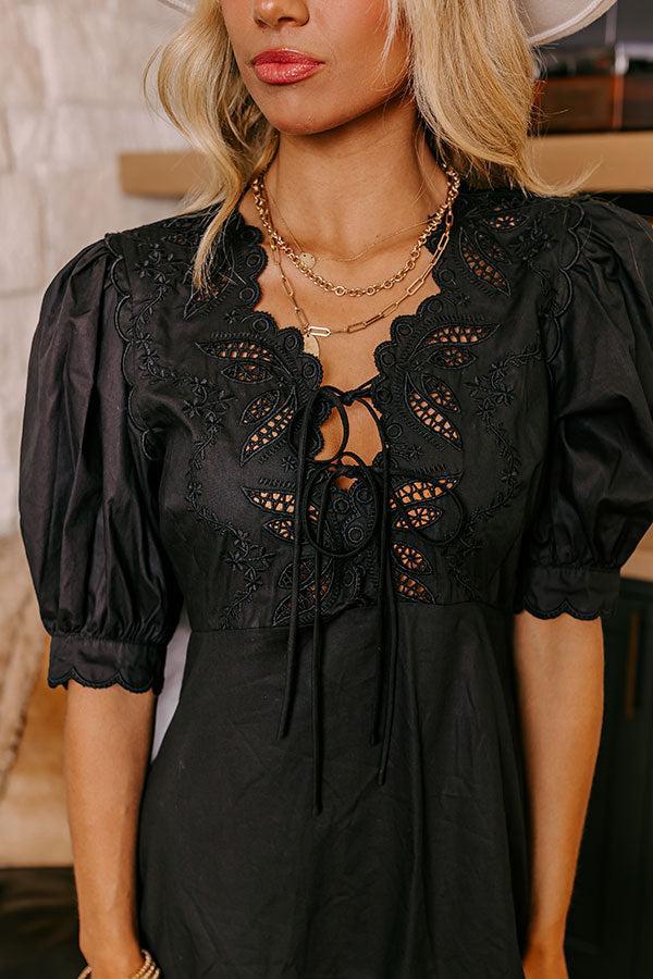 Chic Feeling Embroidered Mini Dress in Black Product Image