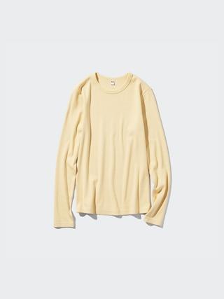 Womens Soft Ribbed Crew Neck Long-Sleeve T-Shirt Yellow Medium UNIQLO US Product Image