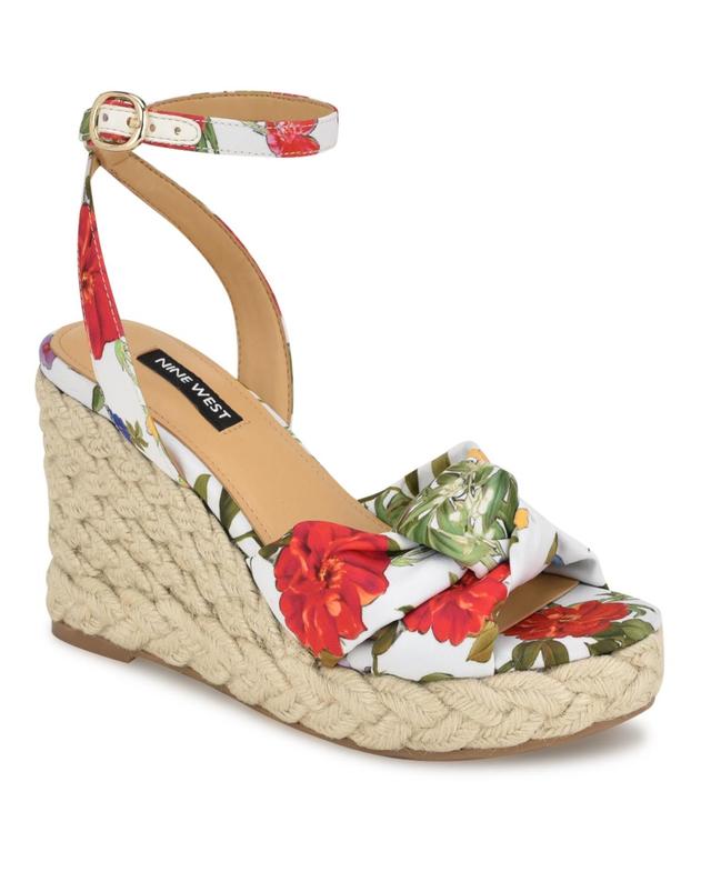 Nine West Womens Dotime Almond Toe Ankle Strap Wedge Sandals Product Image