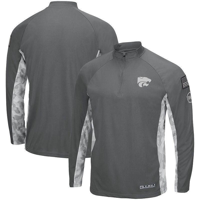 Mens Colosseum Gray/Camo Tennessee Volunteers OHT Military Appreciation Swoop Quarter-Zip Jacket Product Image