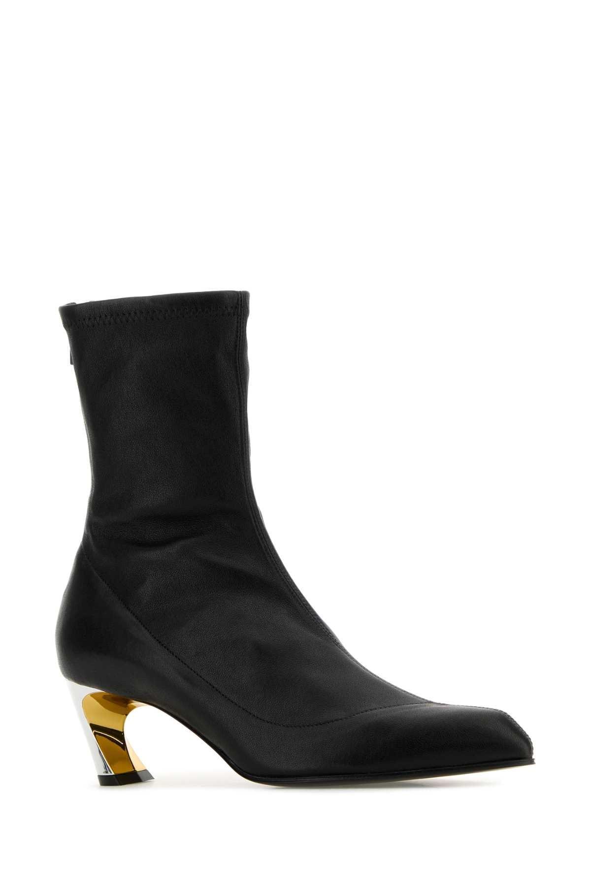 ALEXANDER MCQUEEN Black Leather Armadillo Ankle Boots With 5.5 Cm Heel Product Image