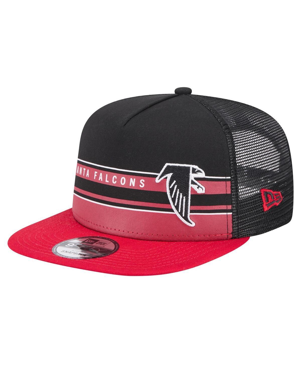 Mens New Era /Red Atlanta Falcons Half Stripe Trucker 9FIFTY Snapback Hat Product Image