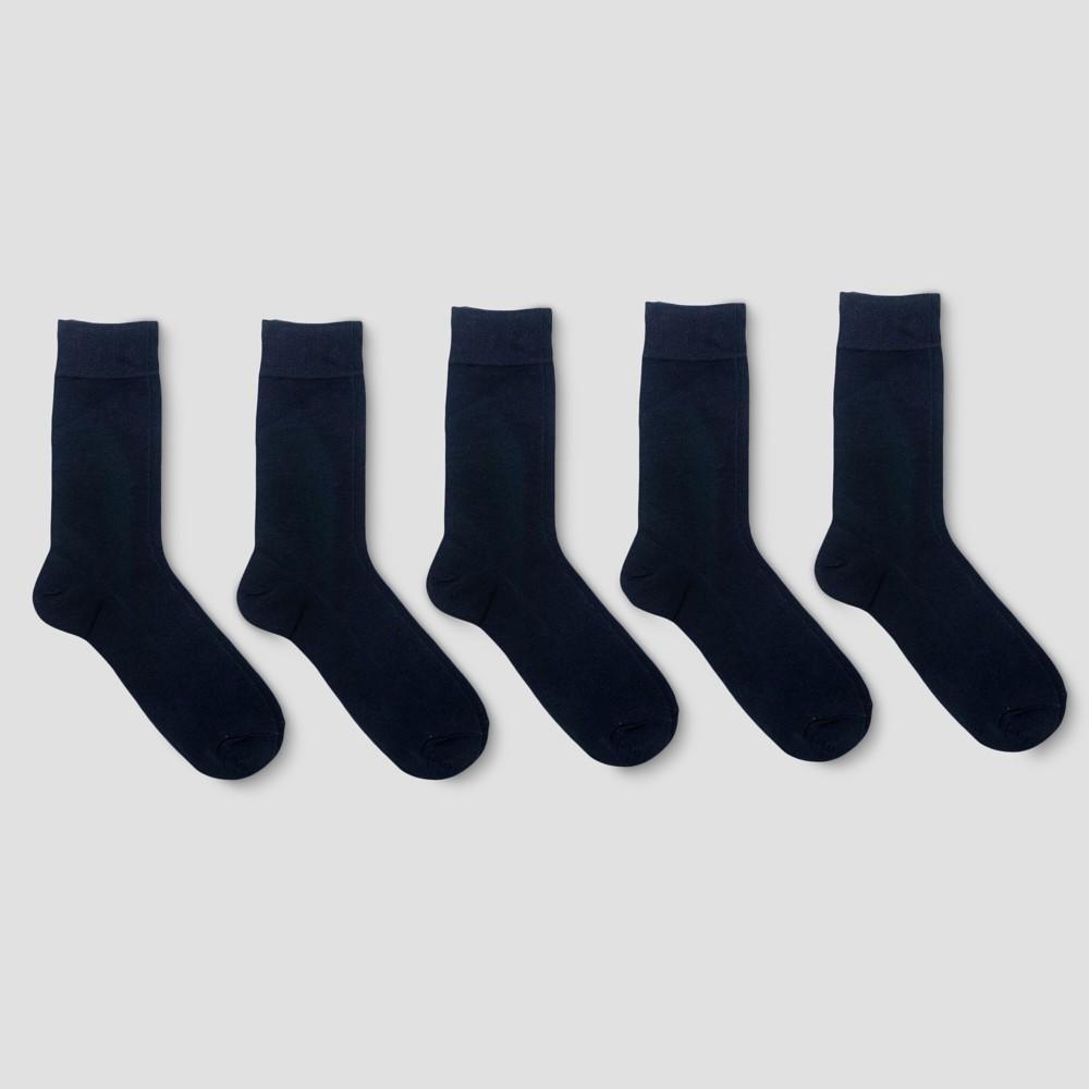 Mens Flat Knit Dress Socks 5pk - Goodfellow & Co Black 10-13 Product Image