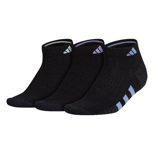 Womens adidas Cushioned 3.0 3-Pack Low Cut Socks Black Blue Purple Product Image