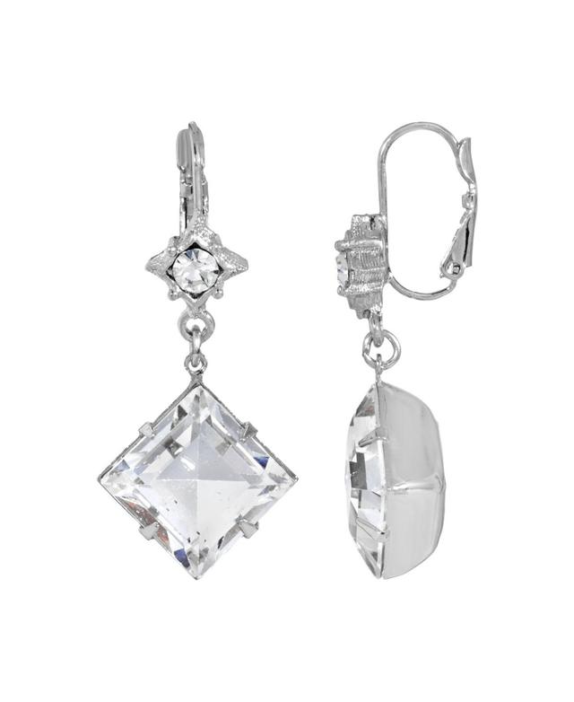 1928 Silver Tone Crystal Drop Earrings, Womens, Grey Product Image