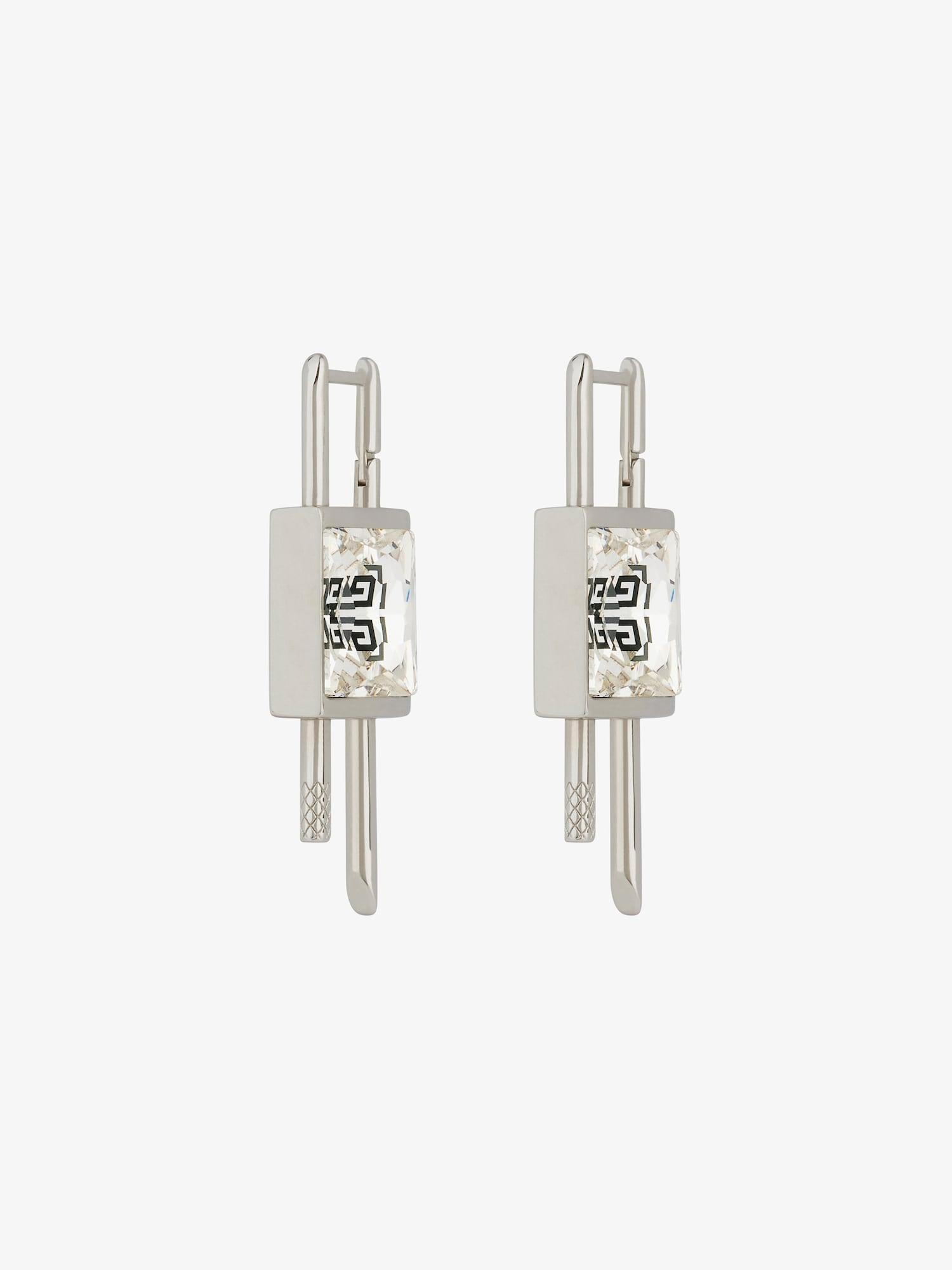 Mini Lock earrings in metal with crystal Product Image