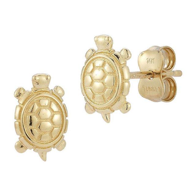 LUMINOR GOLD 14k Gold Turtle Stud Earrings, Womens, Yellow Product Image