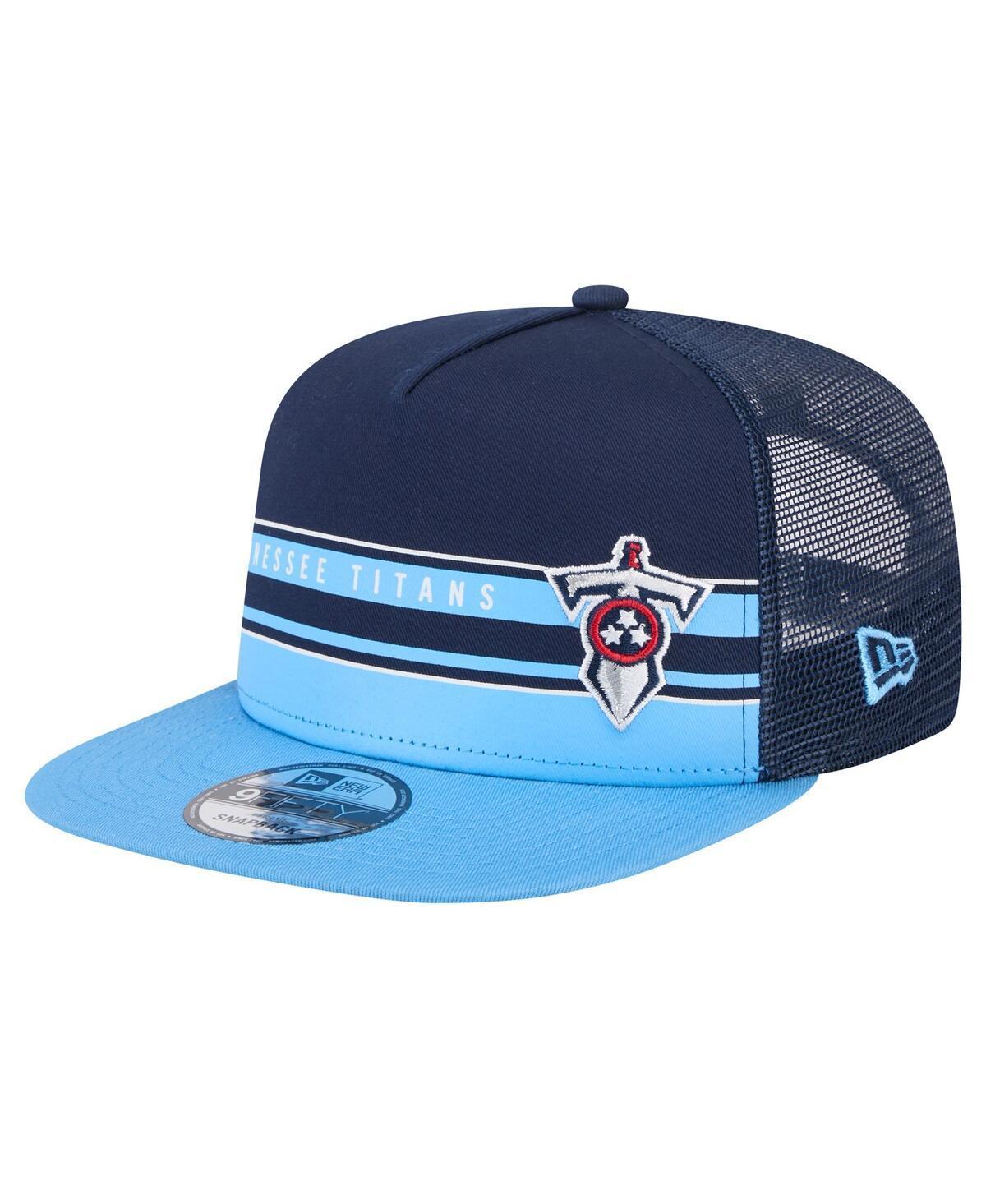 Mens New Era /Light Blue Tennessee Titans Half Stripe Trucker 9FIFTY Snapback Hat Product Image