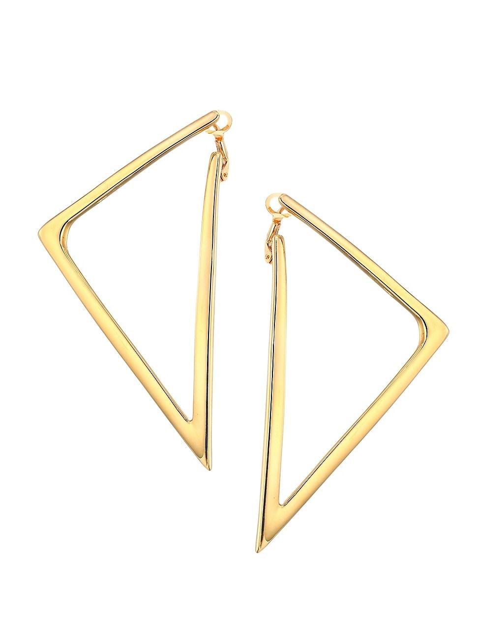 Womens 18K Yellow Gold Triangular Hoop Earrings Product Image