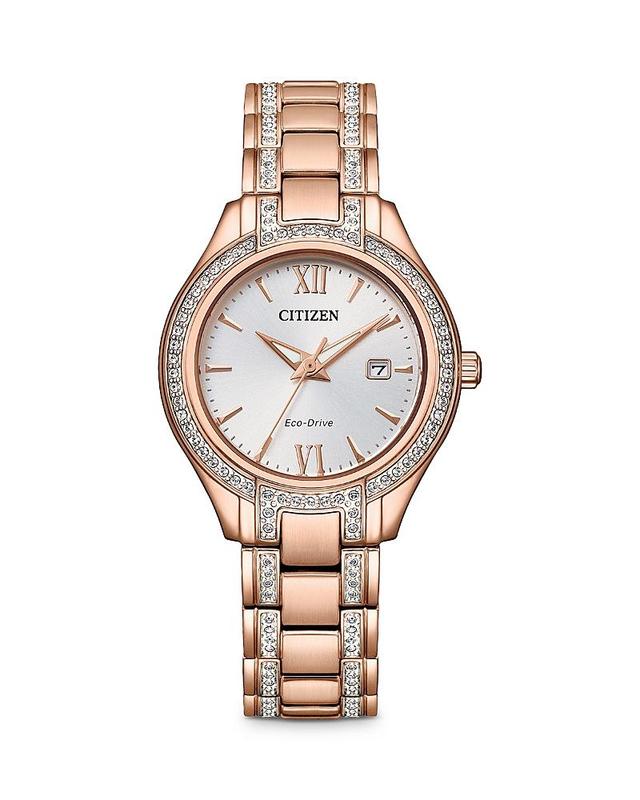 Citizen Womens Silhouette Crystal Three Hand Stainless Steel Pink Dial Bracelet Watch Product Image