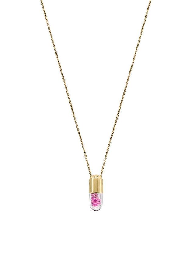 Womens Mini Elixir Of Love 14K Gold & Pink Sapphire Pendant Necklace Product Image