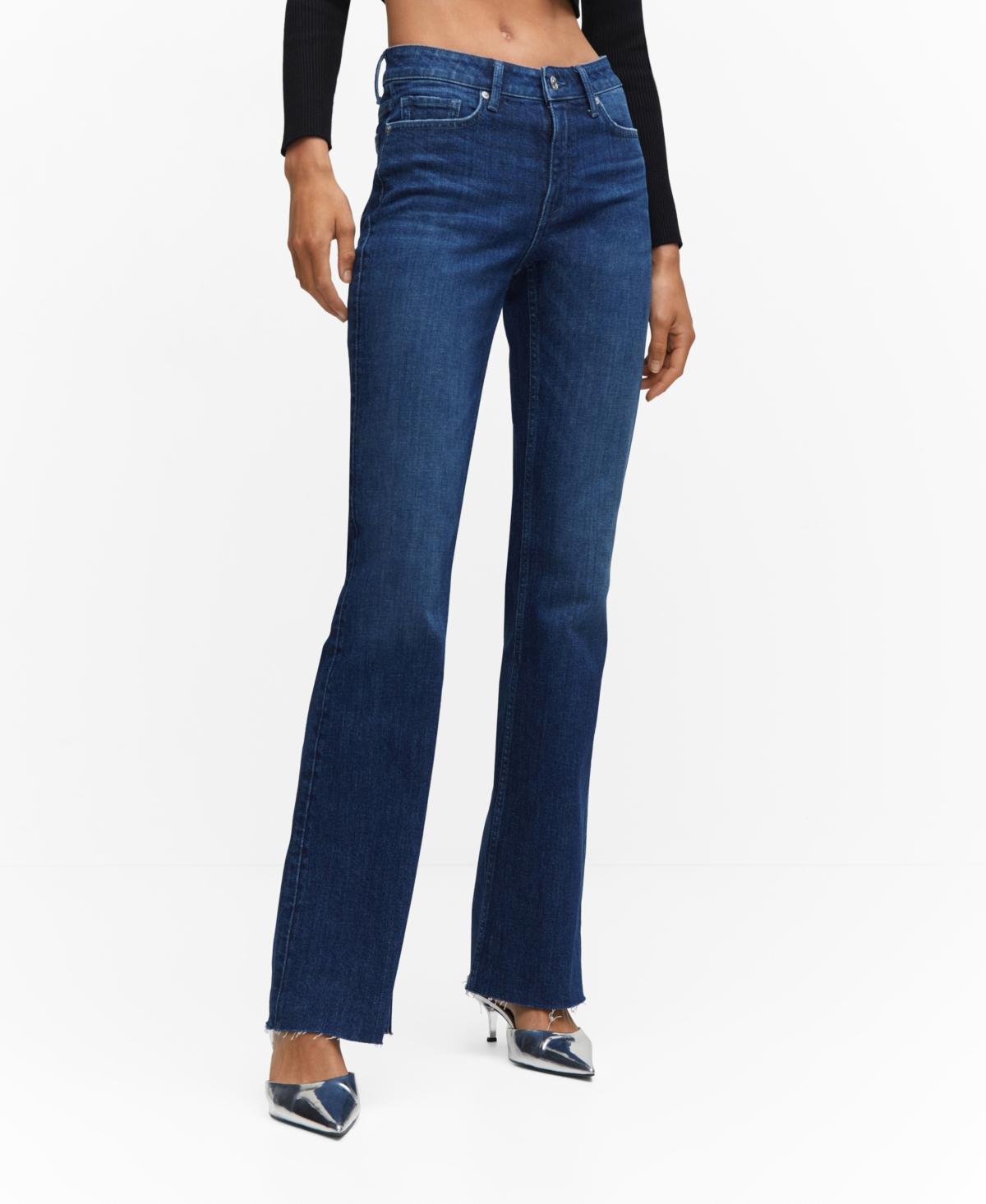 Mango Womens Medium-Rise Flared Jeans Product Image