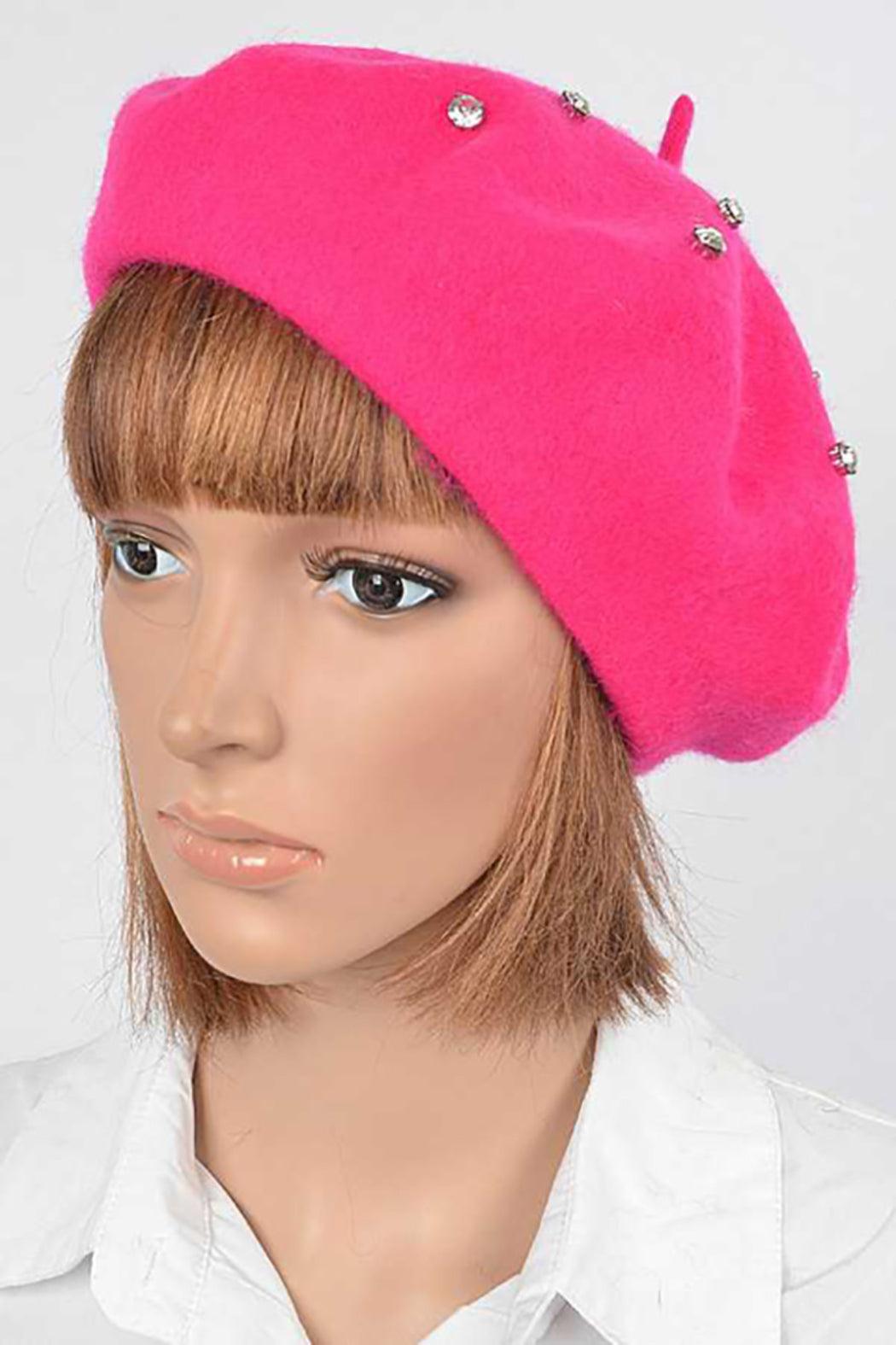 Cluster Crystal Wool Blend Fashion Beret Female Product Image