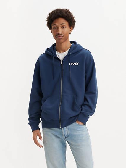 Relaxed Fit Graphic Zip-Up Hoodie Sweatshirt Product Image