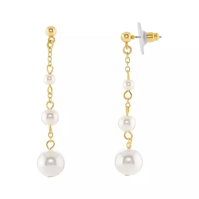 Emberly Gold Tone Simulated Pearl Triple Chain Drop Earrings, Womens, Yellow Gold Tone Product Image