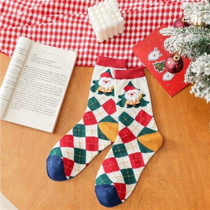 Christmas Cartoon Print Socks Product Image