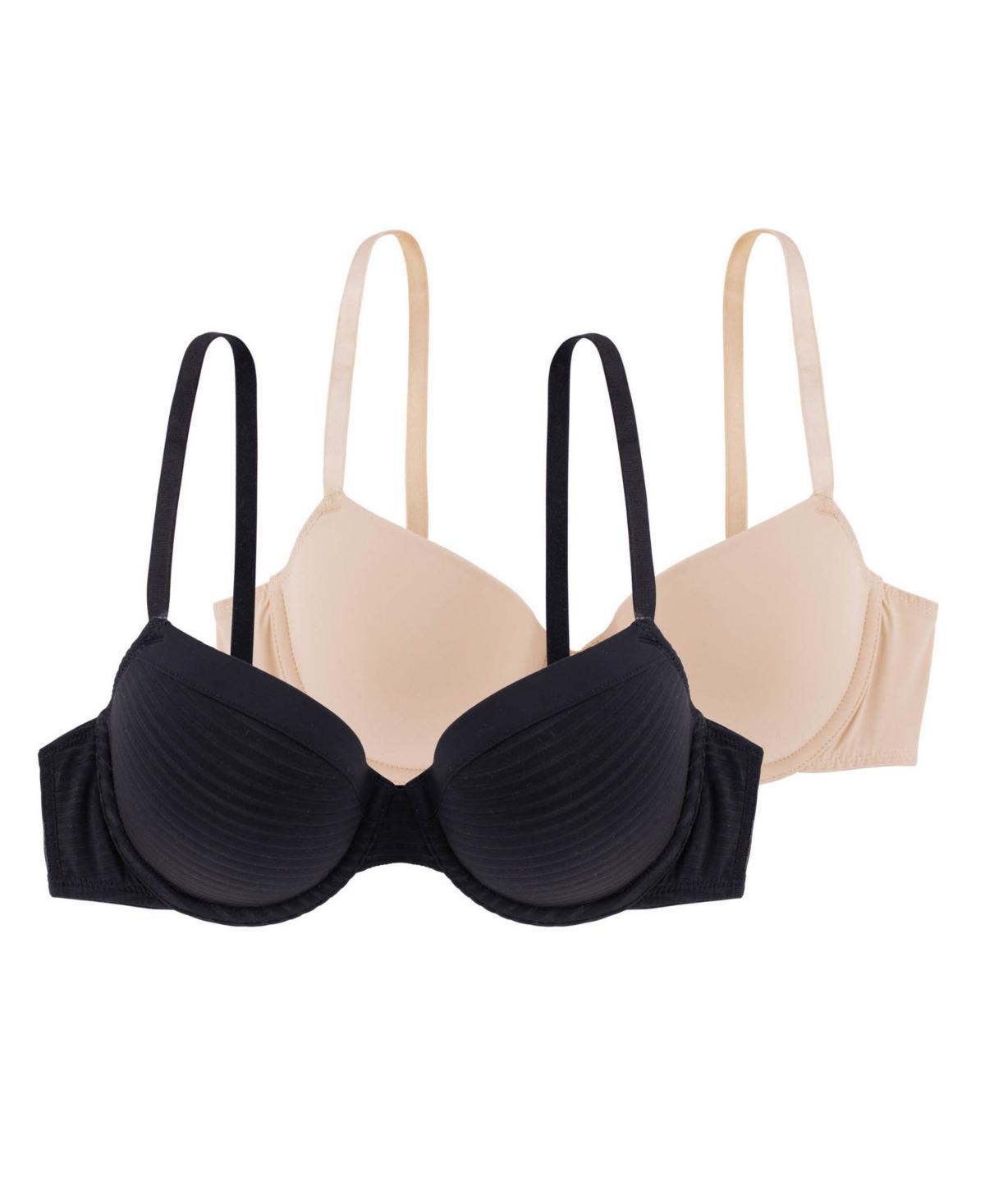 Dorina Womens Louise 2 Piece Light Padded Silky Demi Bra, D001925MI066 - Black Product Image