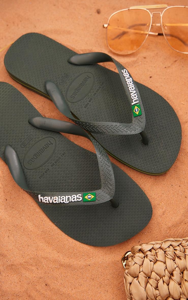 Green Havaianas Brasil Logo Top Classic Flip Flops Product Image