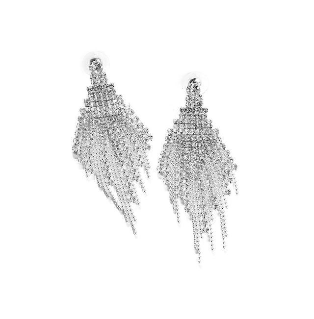 Sohi Womens Silver Bling Cluster Drop Earrings Product Image