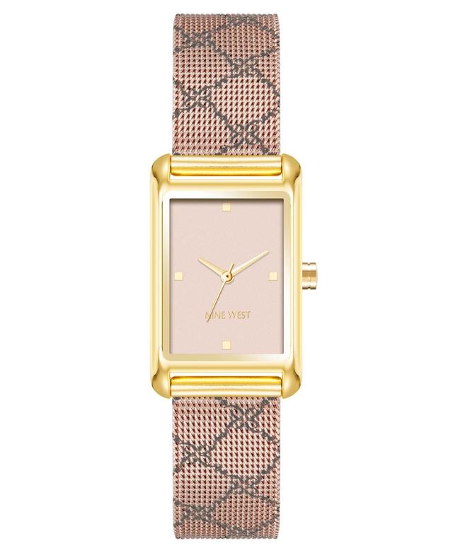 Nine West Womens Quartz Pink Stainless Steel Mesh Watch, 22mm - Black Product Image