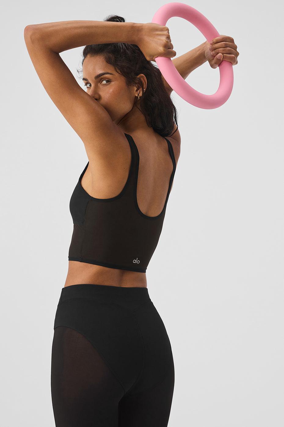 Airlift Mesh Cropped Tempo Tank - Black Female Product Image