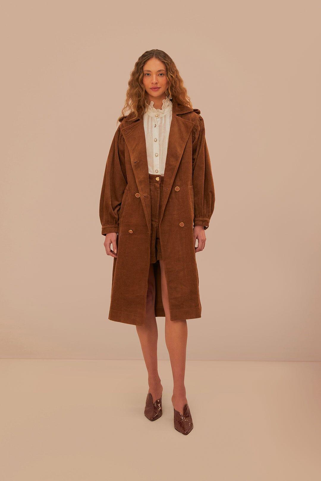 Caramel Corduroy Trench Coat Product Image