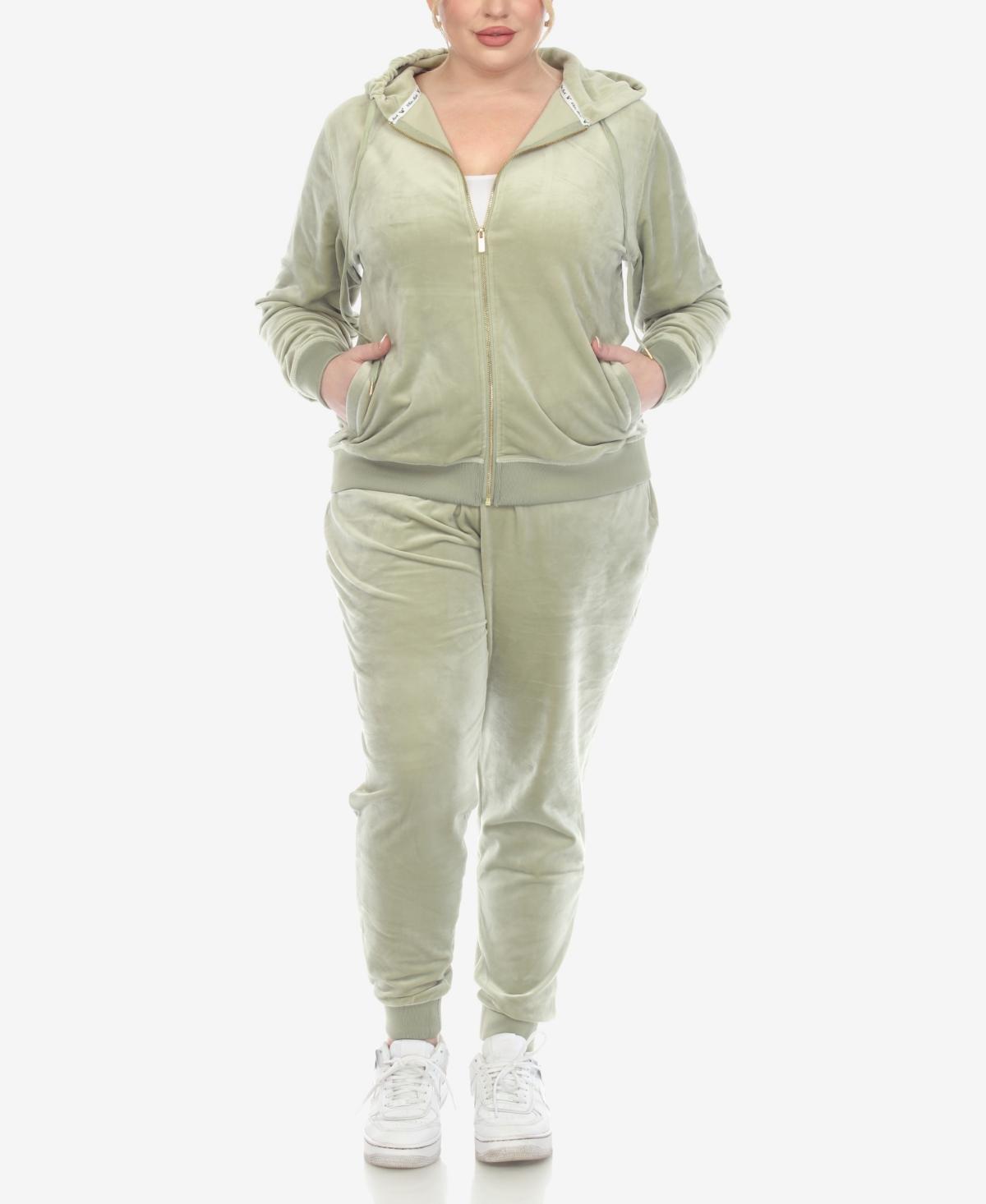 White Mark Plus Size Velour Tracksuit Loungewear 2pc Set Product Image