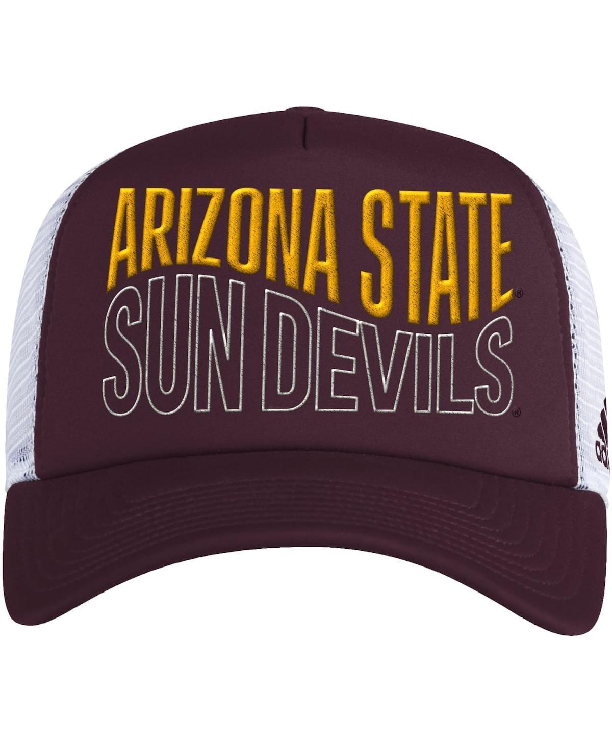 Mens adidas Maroon and White Arizona State Sun Devils Wave Foam Trucker Snapback Hat Product Image