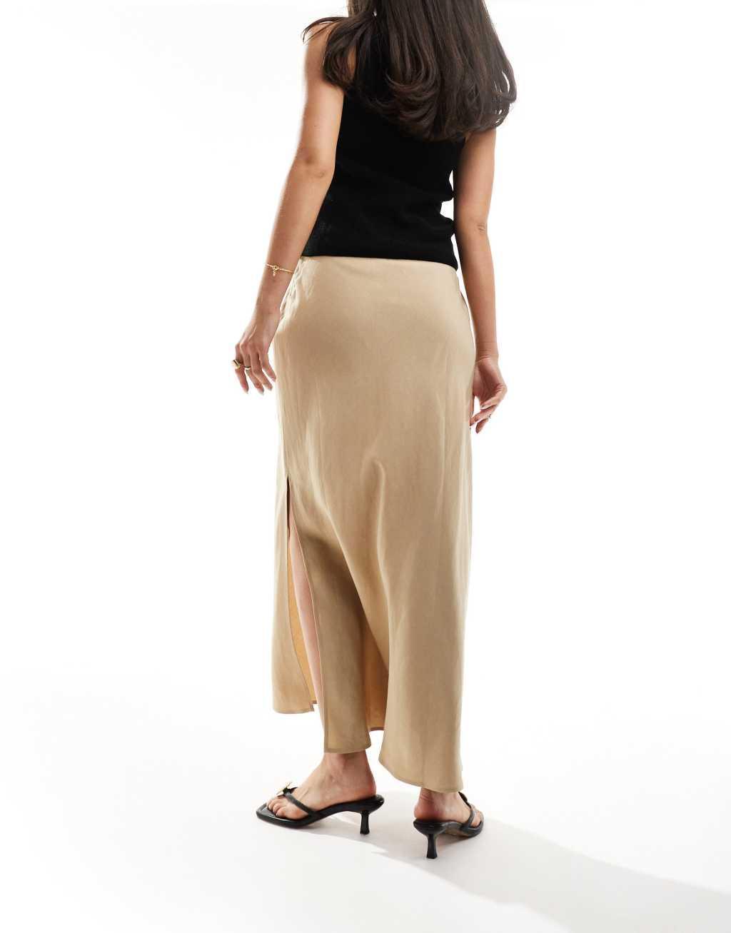 & Other Stories linen blend maxi skirt in beige Product Image