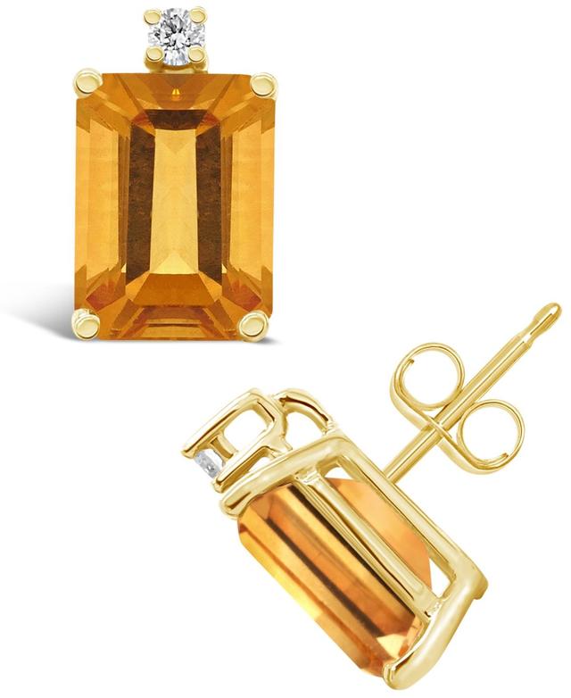 Citrine (3-1/5 ct.t.w) and Diamond Accent Stud Earrings in 14K Yellow Gold Product Image