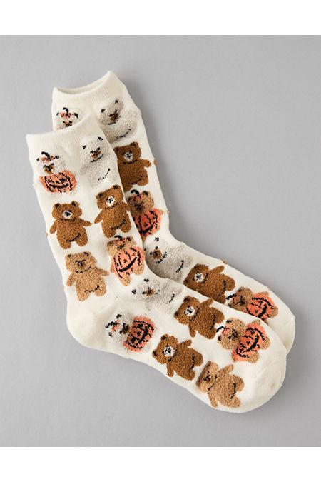 AE Pumpkin Teddy Fuzzy Crew Socks Women's Product Image