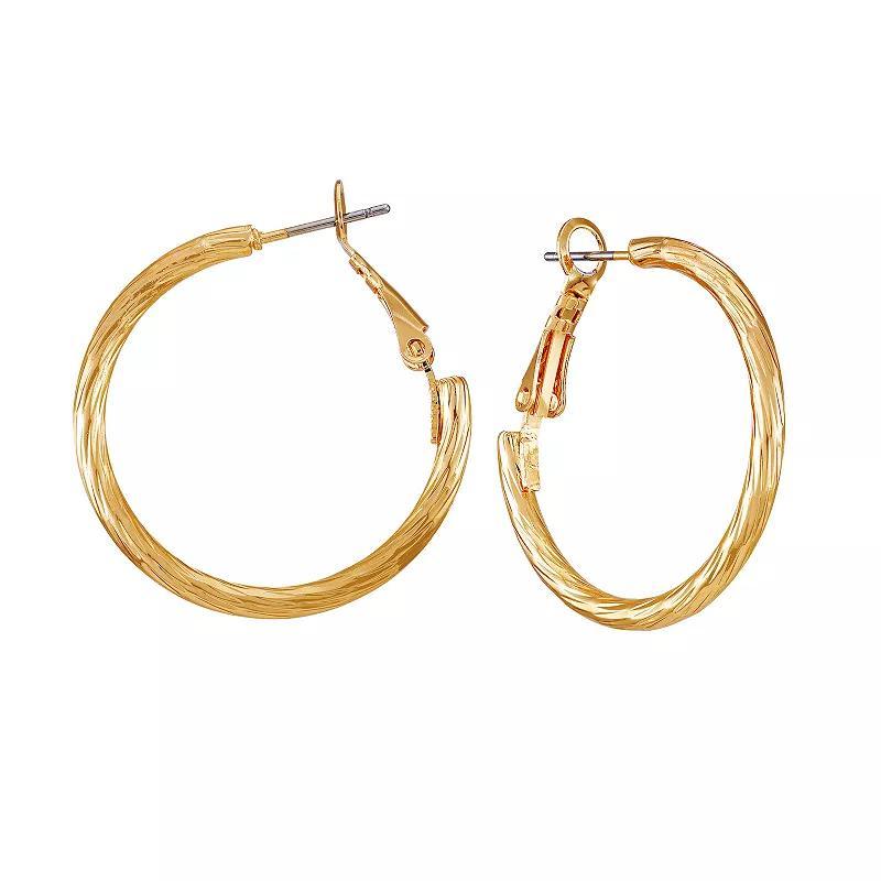 Berry Jewelry Gold Tone Twisted Rope Hoop Earrings, Womens, None Product Image