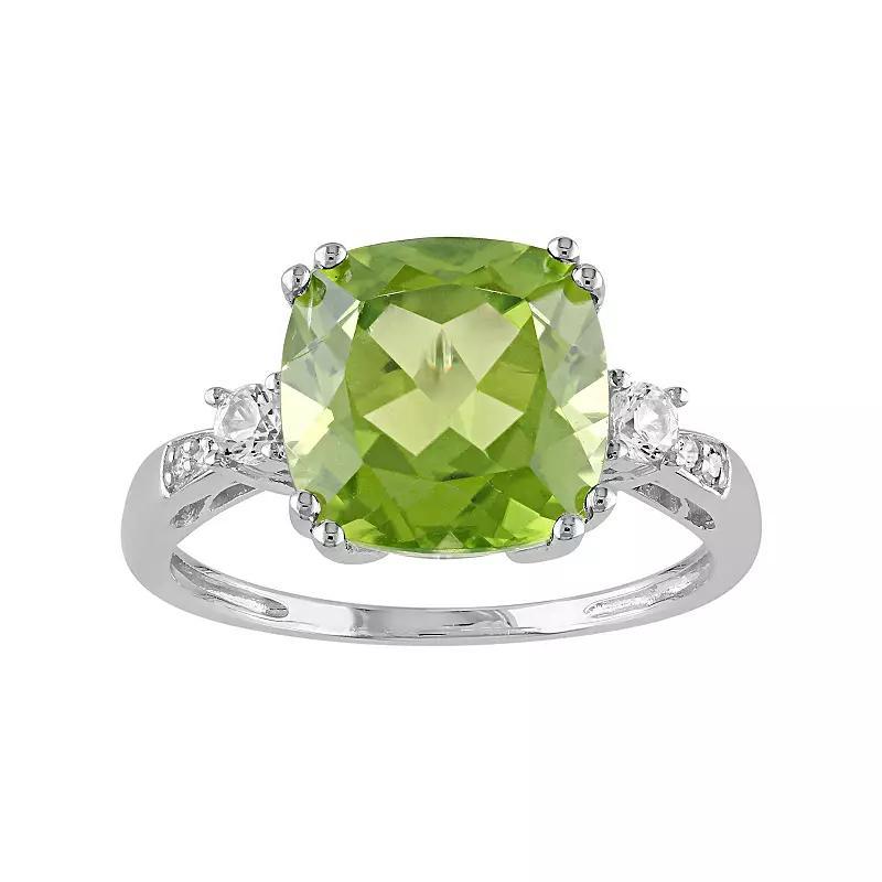 Stella Grace Peridot, Lab-Created White Sapphire & Diamond Accent 10k White Gold Ring, Womens Green Product Image