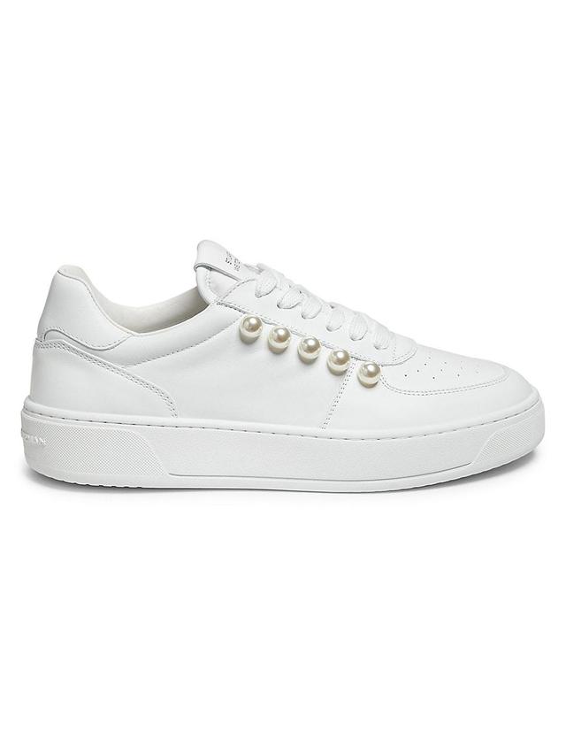 Leather Pearly Stud Low-Top Sneakers Product Image