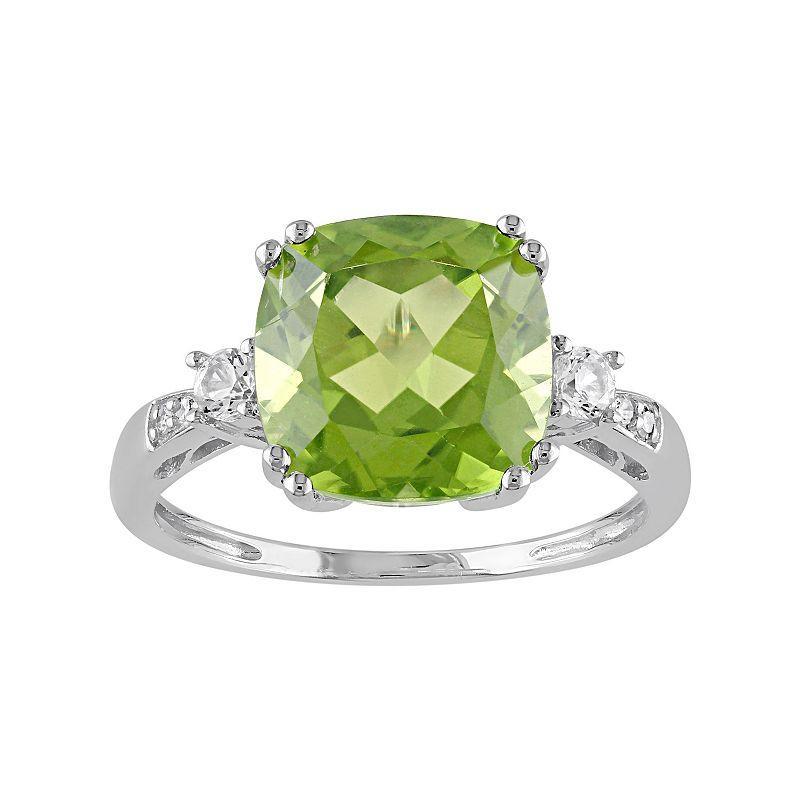 Stella Grace Peridot, Lab-Created White Sapphire & Diamond Accent 10k White Gold Ring, Womens Green Product Image