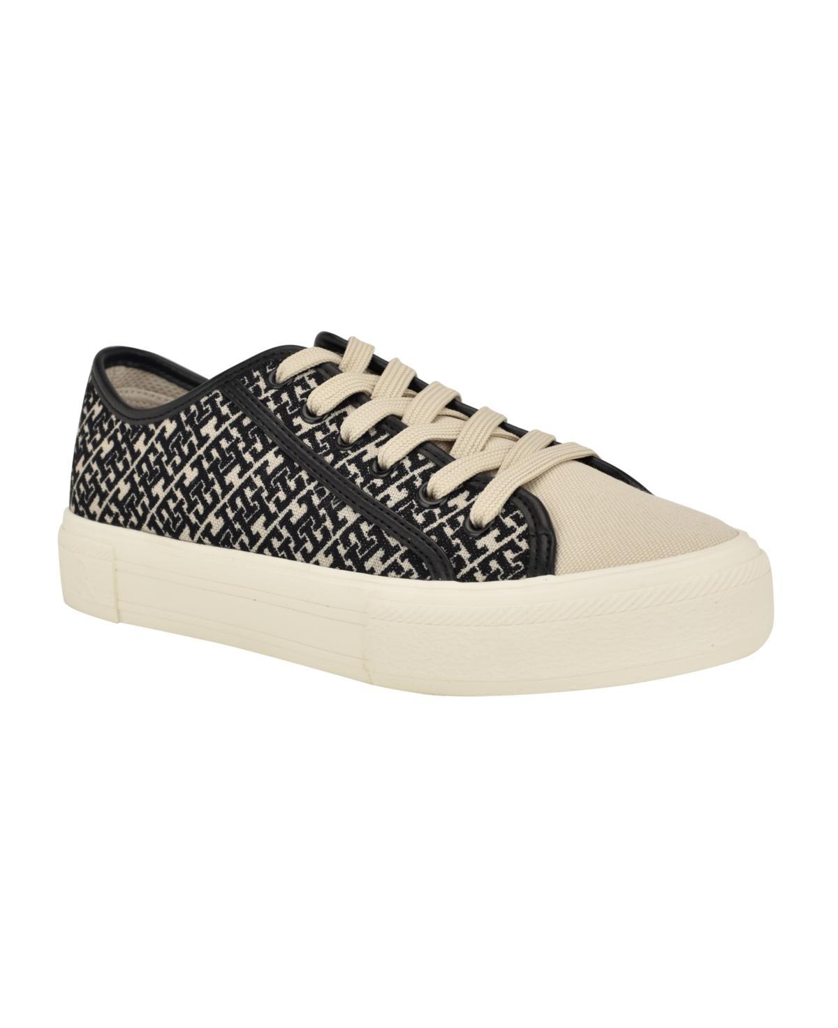 Tommy Hilfiger Womens Aquila Lace Up Sneakers - Medium Natural Product Image