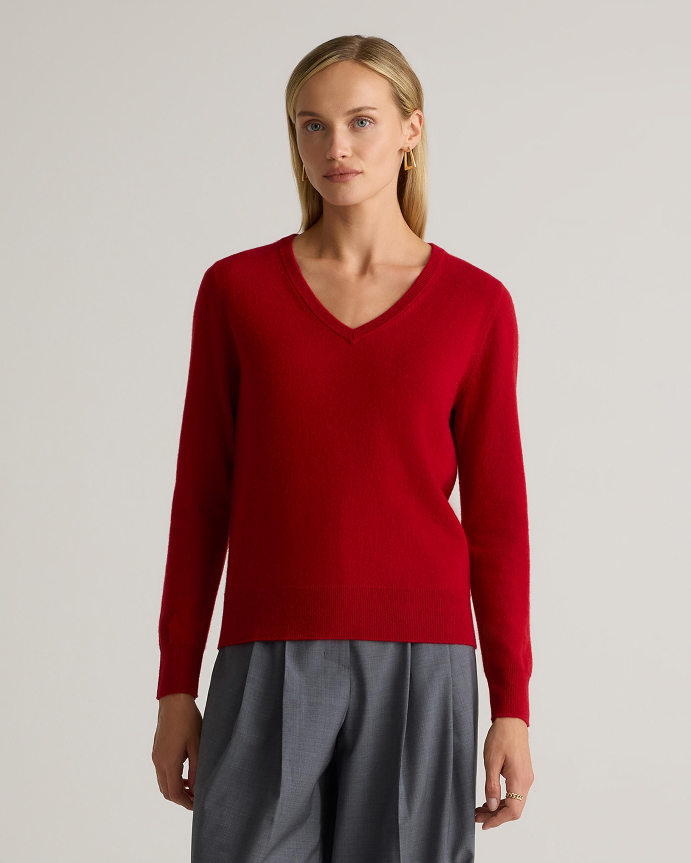 The $50 Cashmere V-Neck Sweater | Quince Product Image