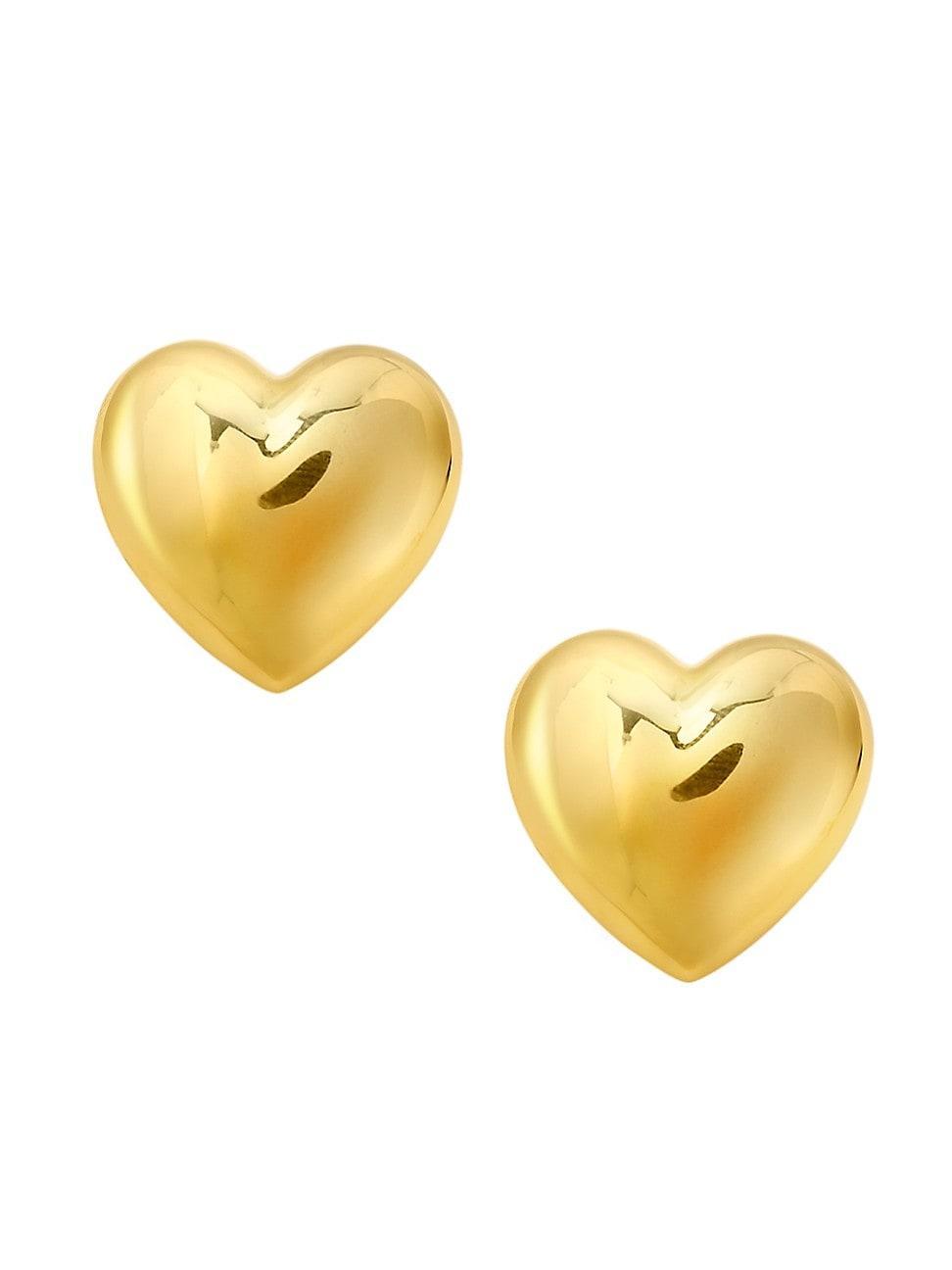 Womens 14K Yellow Gold Puffy Heart Stud Earrings Product Image