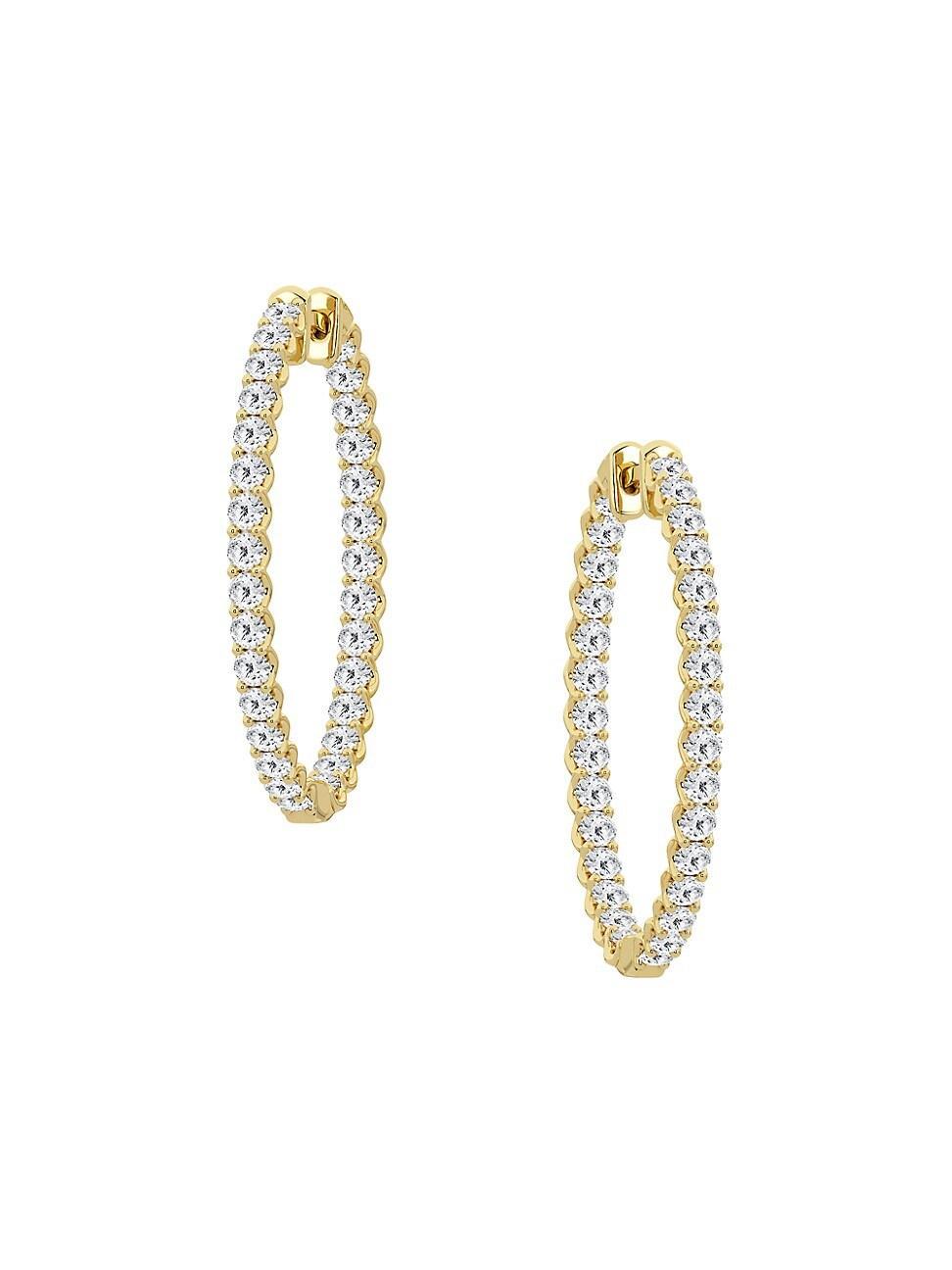 Womens 14K Yellow Gold & 3 TCW Natural Diamond Inside-Out Hoop Earrings Product Image