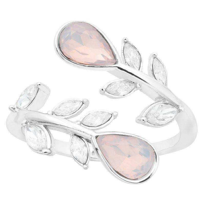 Brilliance Silver Plated White Opal & Crystal Vine Wrap Ring, Womens Silver Tone Pink Product Image